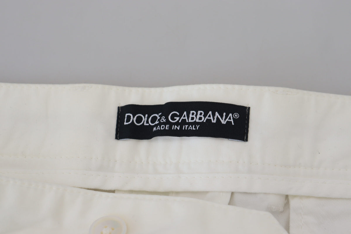 Dolce & Gabbana White Cotton Skinny Chino Men's Pants