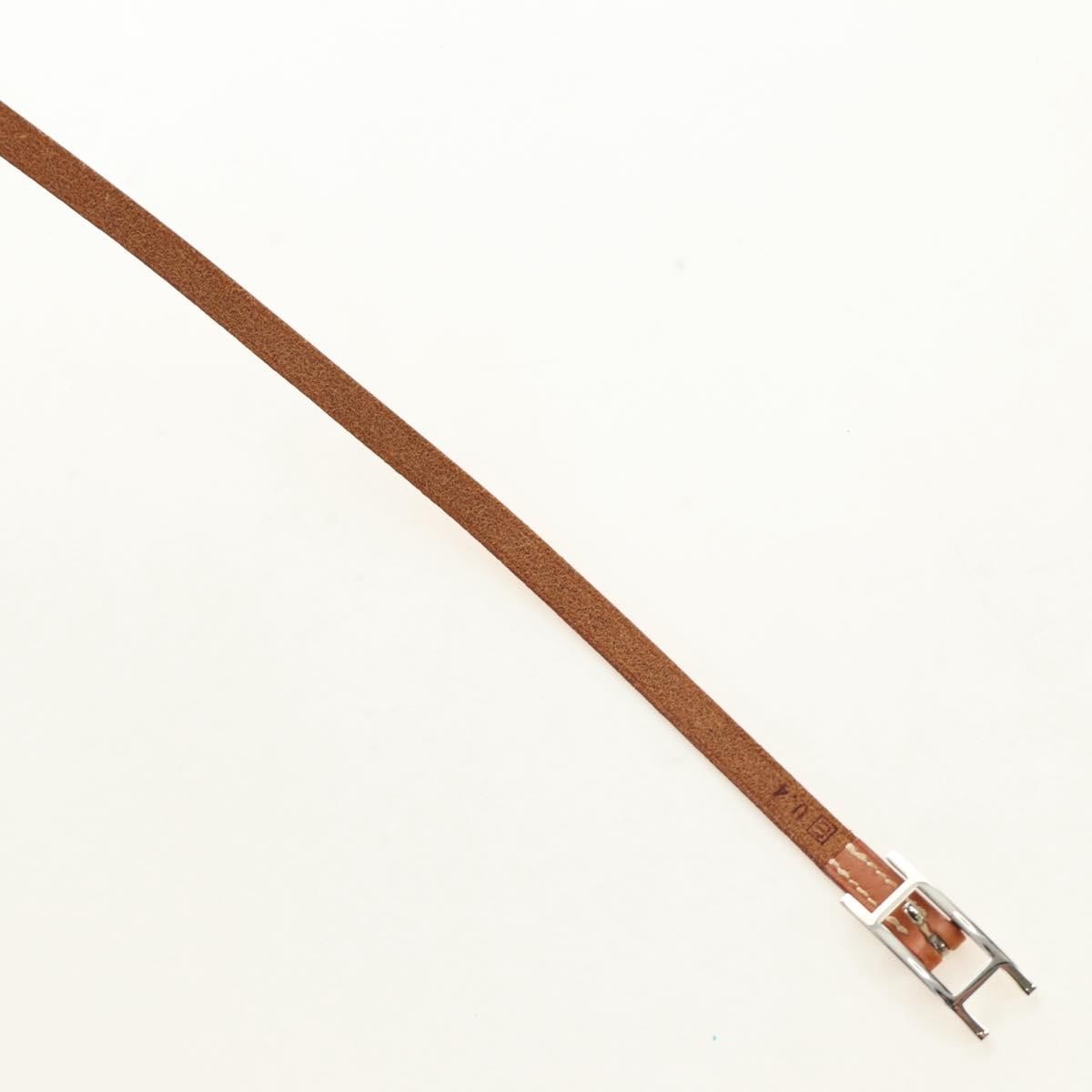 Hermes Hapi 3 Leather With Metal Brown Leather Bracelet Jewelry (Pre-Owned)