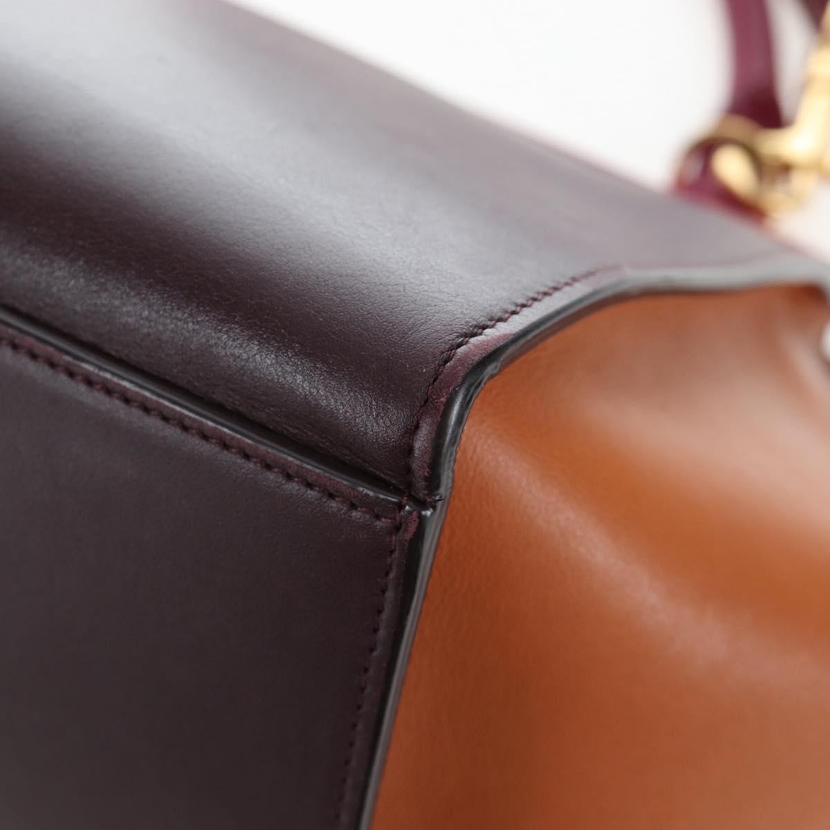 Celine Tricolor Trapeze Leather Burgundy Leather Handbag (Pre-Owned)