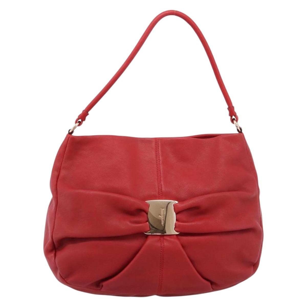 Salvatore Ferragamo Miss Vara Giusy Hobo Leather Red Leather Shoulder Bag Bag (Pre-Owned)