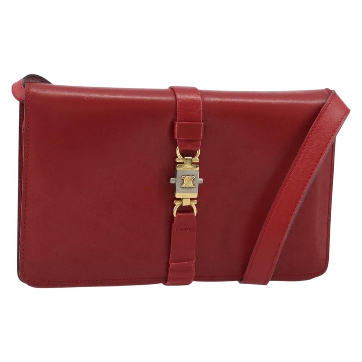 Celine Vintage Leather Red Leather Shoulder Bag Bag (Pre-Owned)