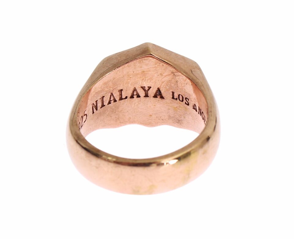 Nialaya Chic Pink Gold Plated Sterling Silver Women's Ring