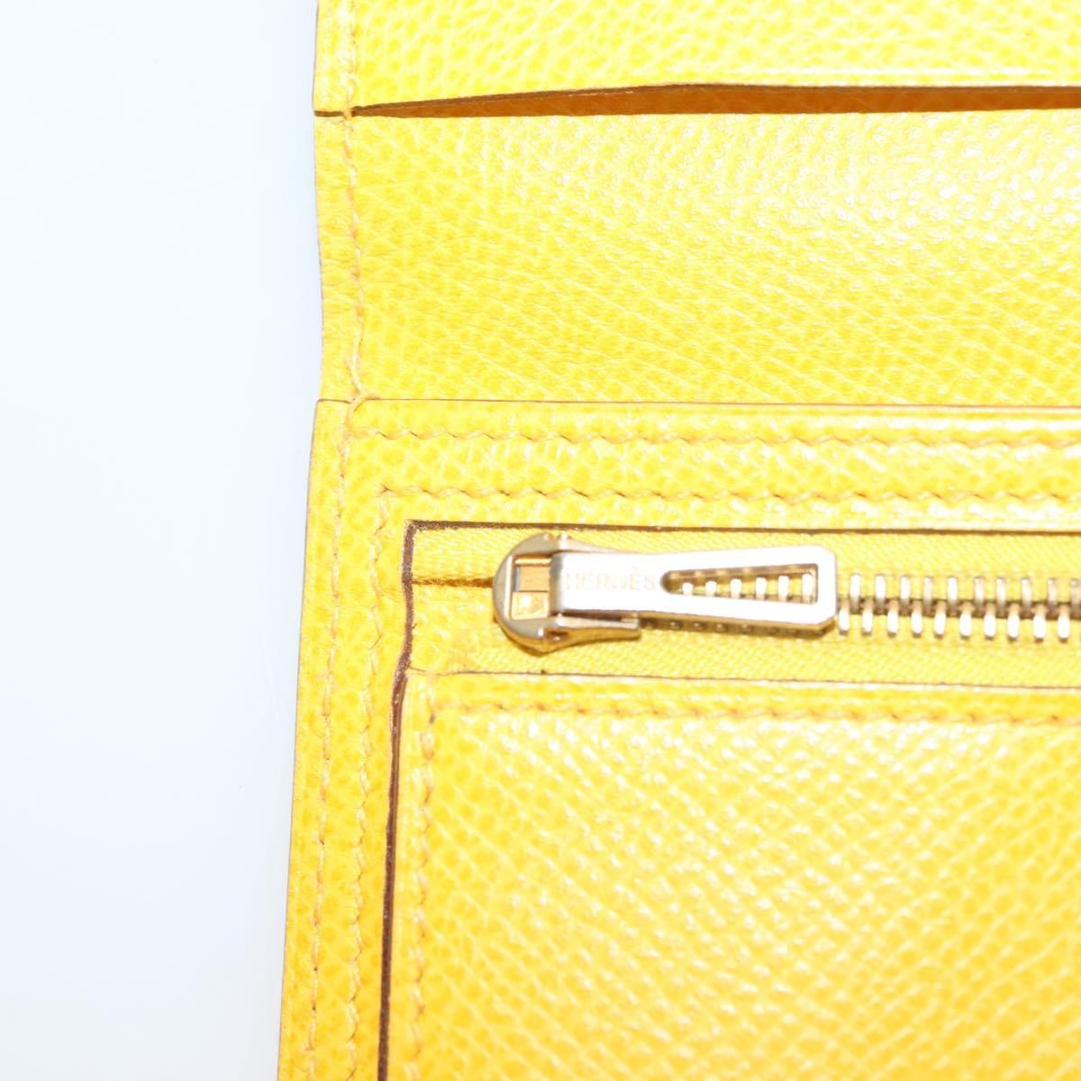 Hermes Bearn Epsom Yellow Leather Wallets Accessory (Pre-Owned)