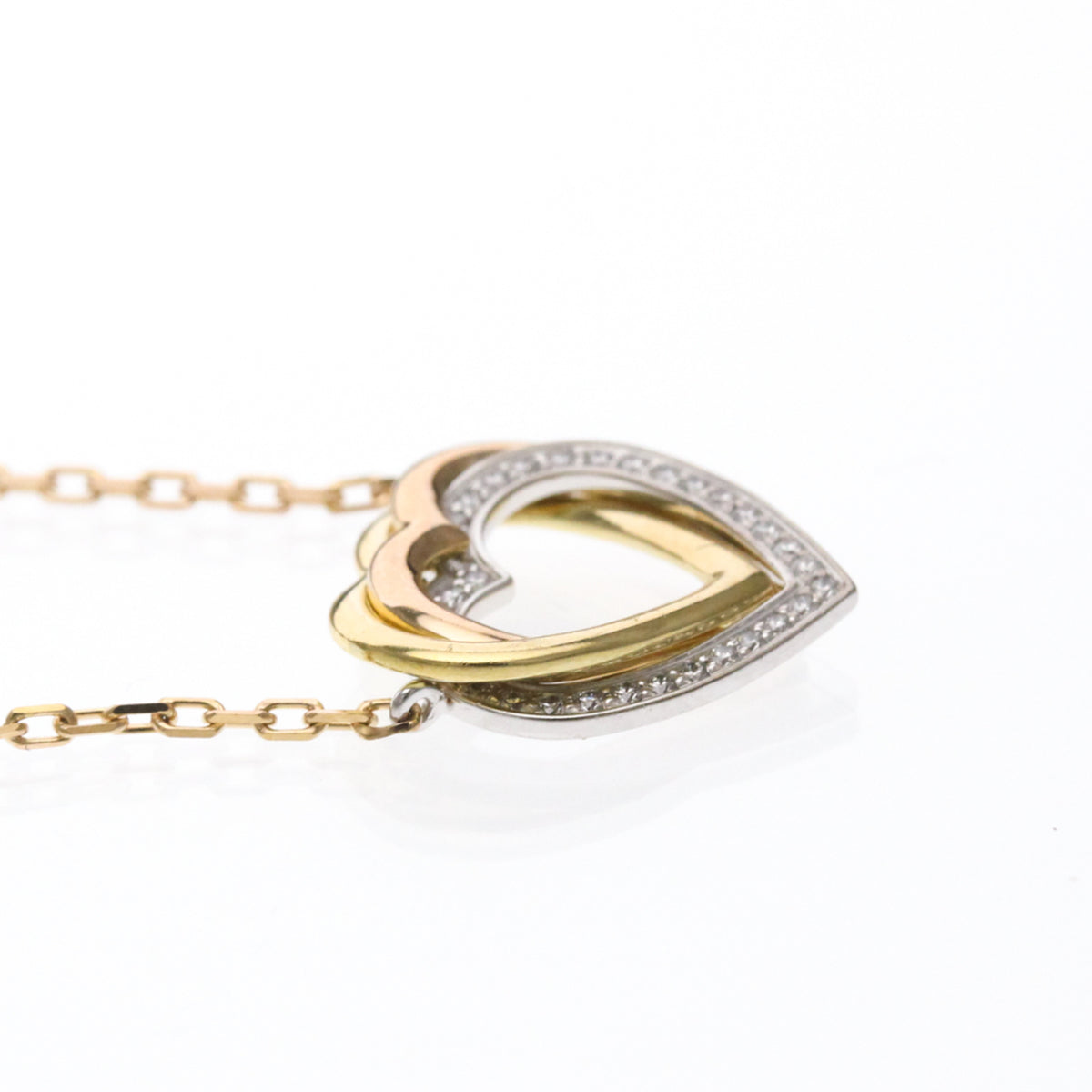 Cartier Trinity De Cartier Heart Pendant 18K Tricolor Gold With Diamonds Gold Gold Necklace Jewelry (Pre-Owned)
