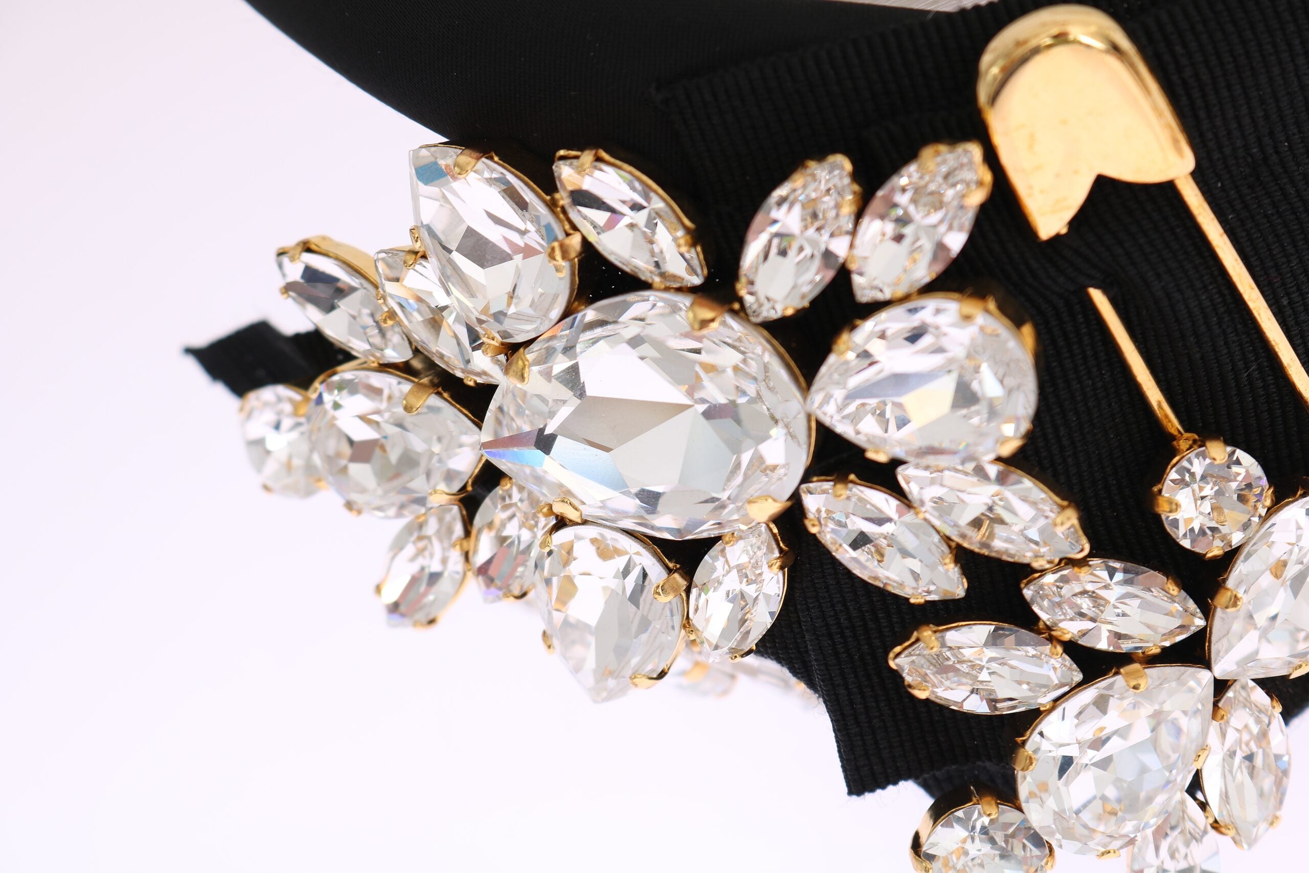 Dolce & Gabbana Black Crystal White Hair Parrucchiera Headband Women's Diadem