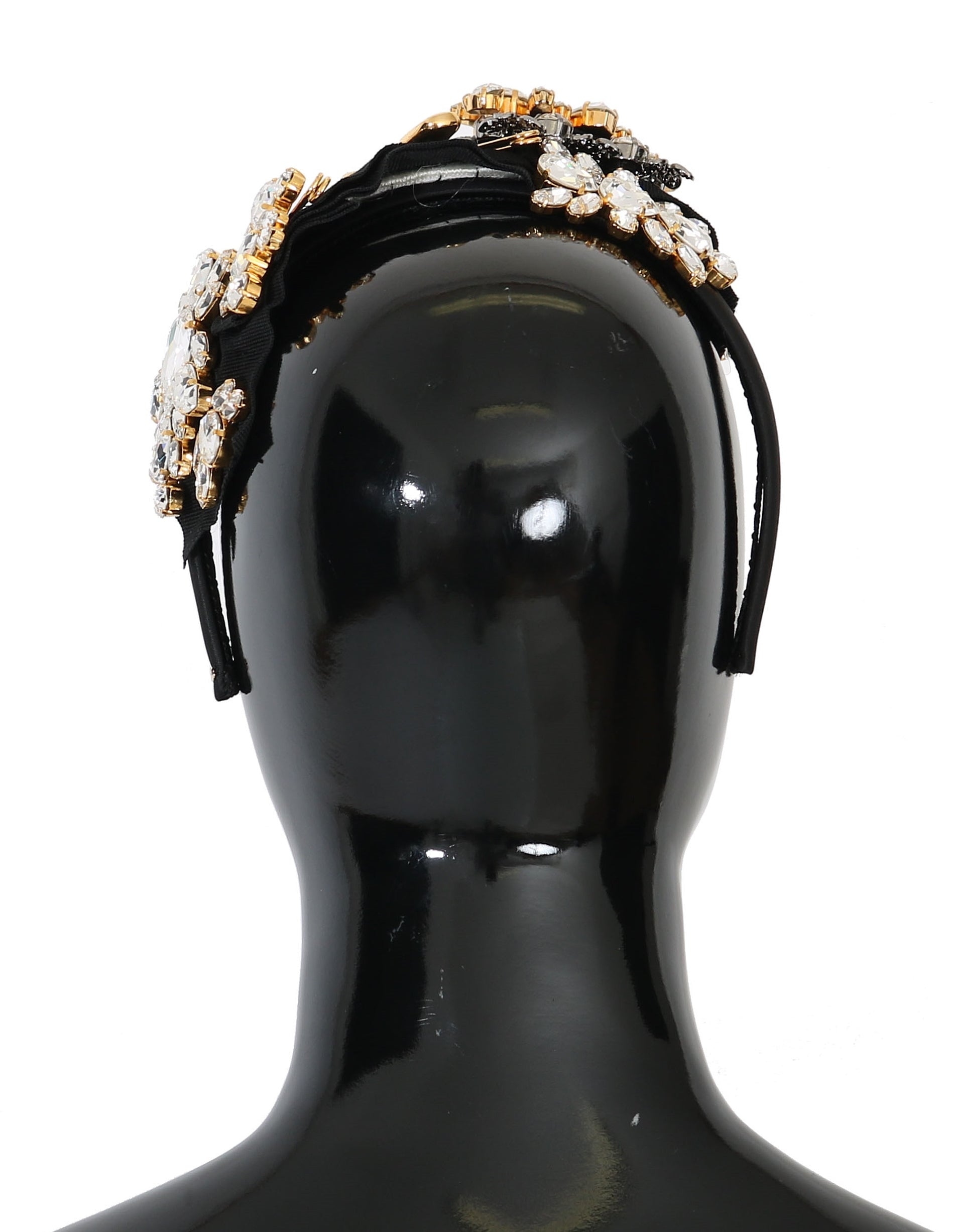 Dolce & Gabbana Black Crystal White Hair Parrucchiera Headband Women's Diadem