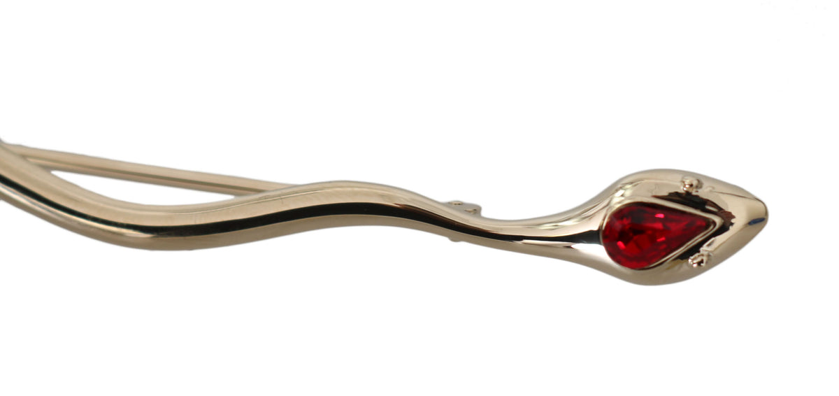 Dolce & Gabbana Silver Brass Crystal Spilla Serpente Brooch Women's Pin