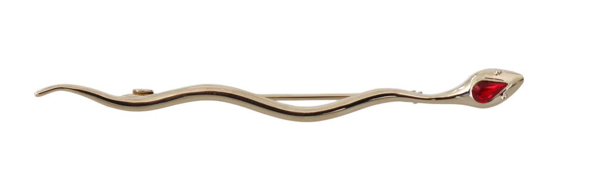 Dolce & Gabbana Silver Brass Crystal Spilla Serpente Brooch Women's Pin
