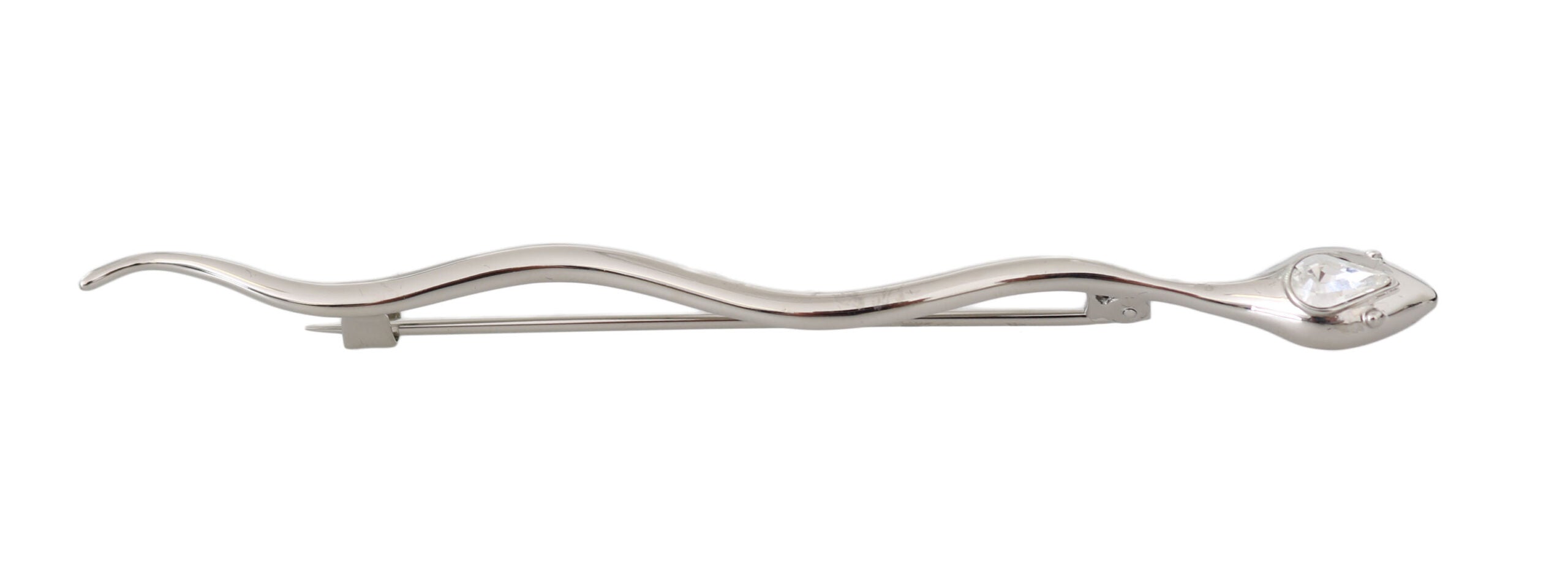 Dolce & Gabbana Silver Brass Crystal Spilla Serpente Mens Brooch Women's Pin