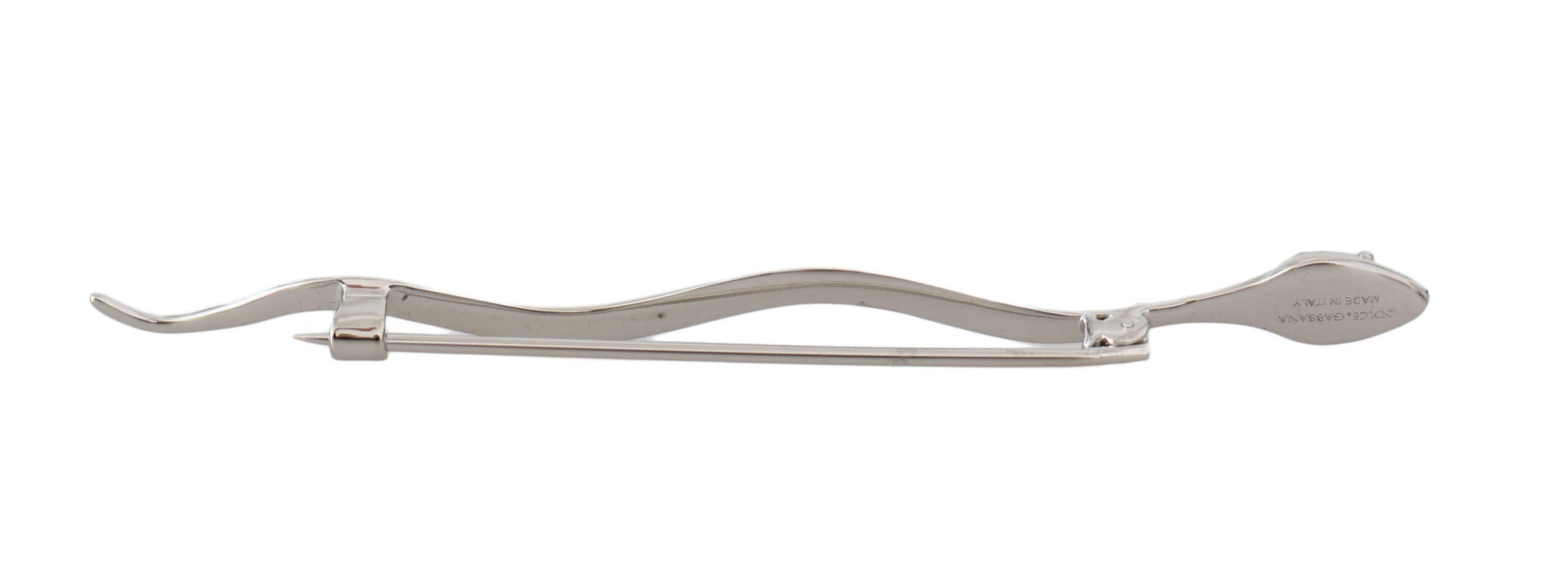Dolce & Gabbana Silver Brass Crystal Spilla Serpente Mens Brooch Women's Pin