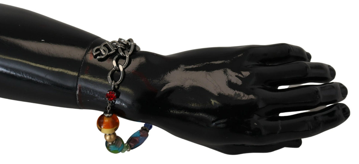 Dolce & Gabbana multicolor Silver Chain Brass Beaded Lobster Clasp Women's Bracelet