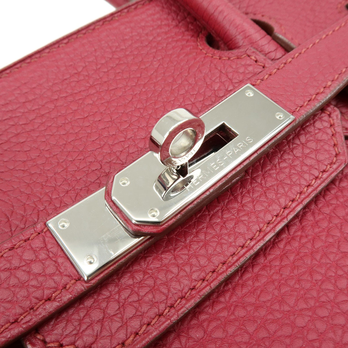 Hermes Birkin Pink Clemence With Palladium Hardware Pink Calfskin Handbag (Pre-Owned)