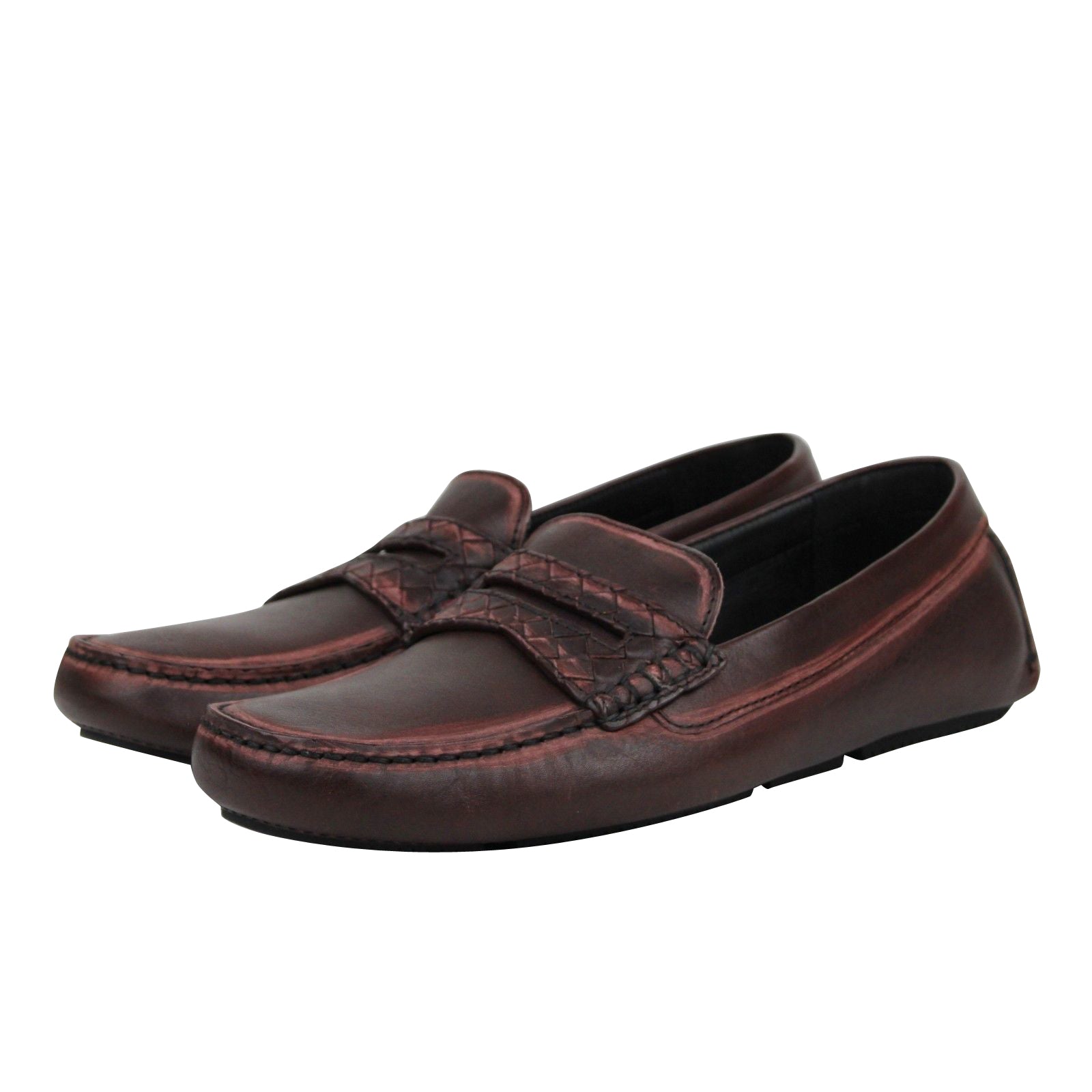 Bottega Veneta Men's Worn Burgundy Leather Loafer Shoes 427368 2240 (41 EU / 8 US)