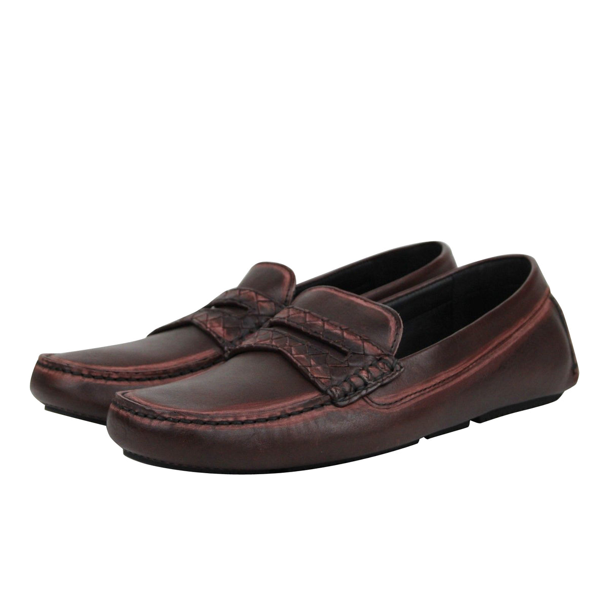 Bottega Veneta Men's Worn Burgundy Leather Loafer Shoes 427368 2240 (41 EU / 8 US)