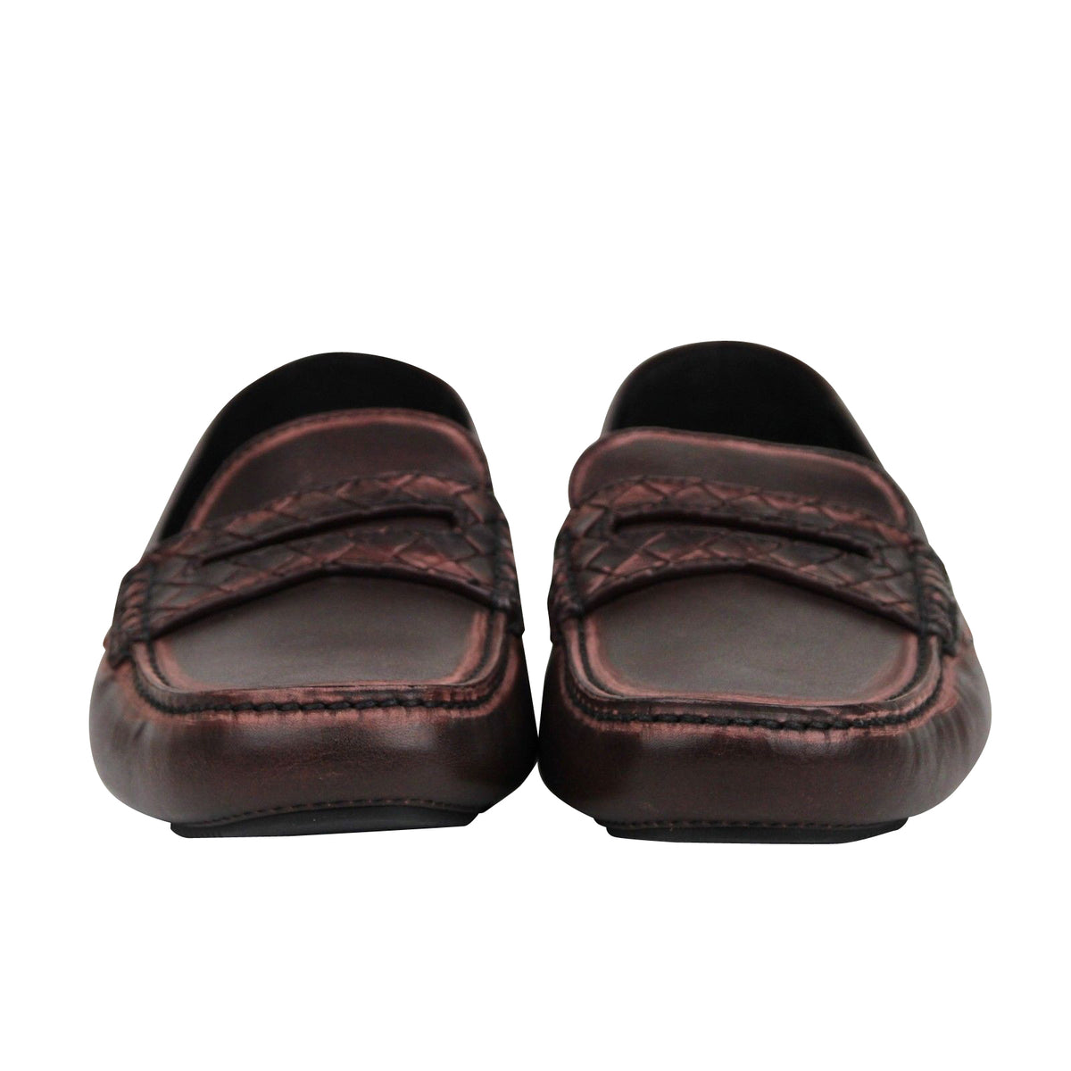 Bottega Veneta Men's Worn Burgundy Leather Loafer Shoes 427368 2240 (41 EU / 8 US)