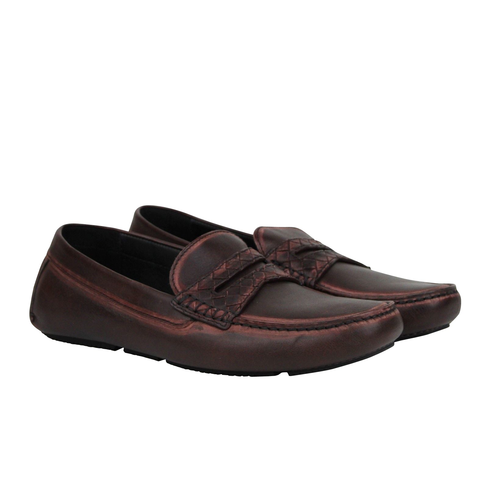 Bottega Veneta Men's Worn Burgundy Leather Loafer Shoes 427368 2240 (41 EU / 8 US)
