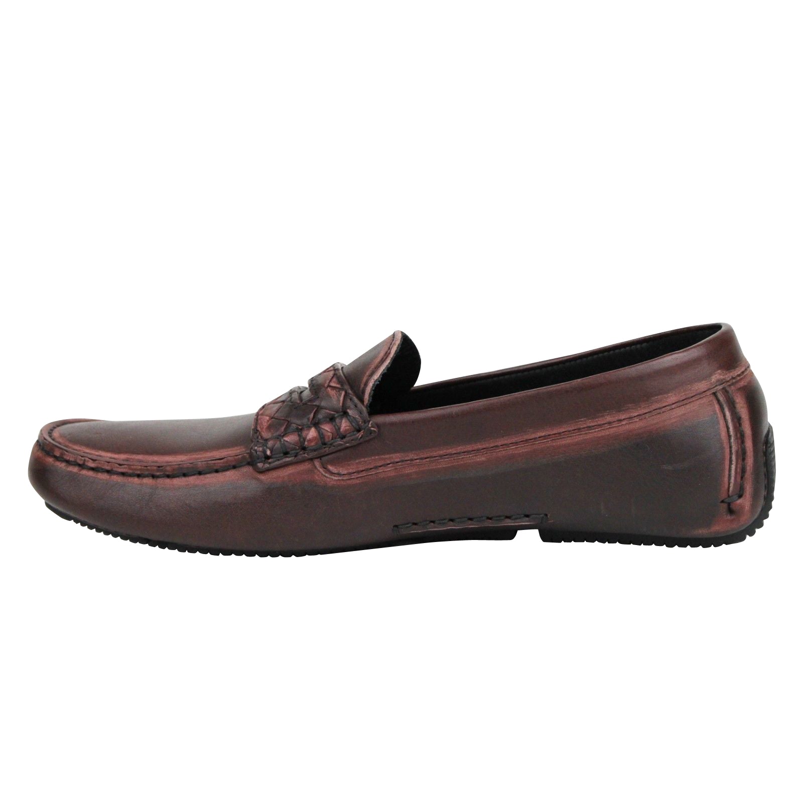 Bottega Veneta Men's Worn Burgundy Leather Loafer Shoes 427368 2240 (41 EU / 8 US)