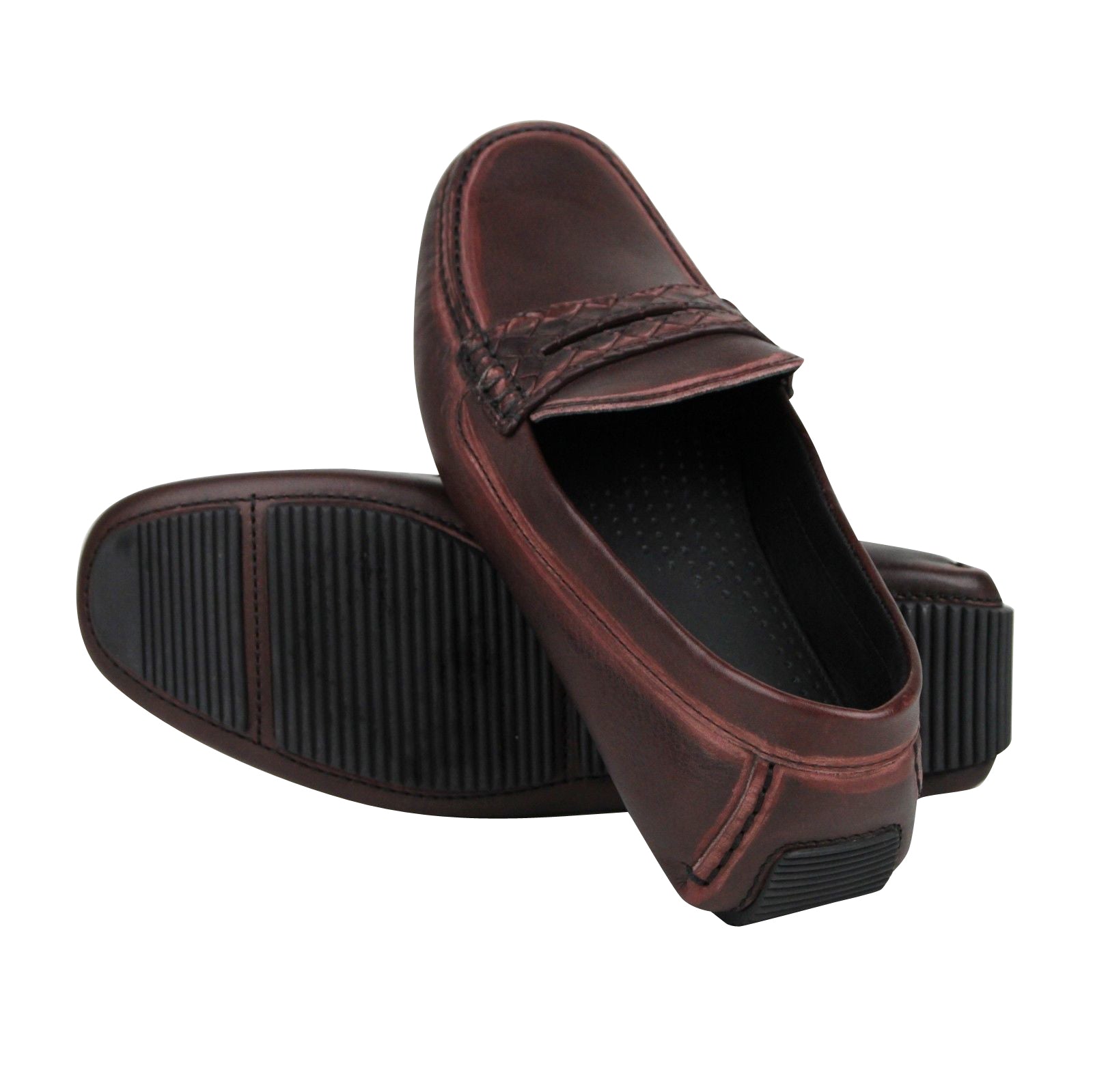 Bottega Veneta Men's Worn Burgundy Leather Loafer Shoes 427368 2240 (41 EU / 8 US)
