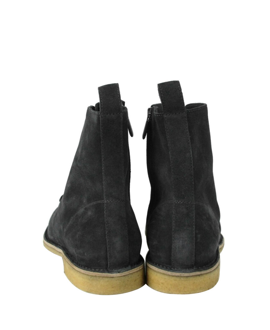 Bottega Veneta Men's Dark Gray Suede Side Zipper Lace-Up Boot 427383 2015