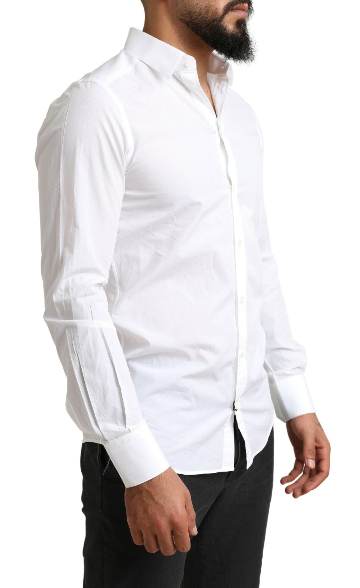 Dolce & Gabbana White MARTINI Cotton Dress Formal Men's Shirt
