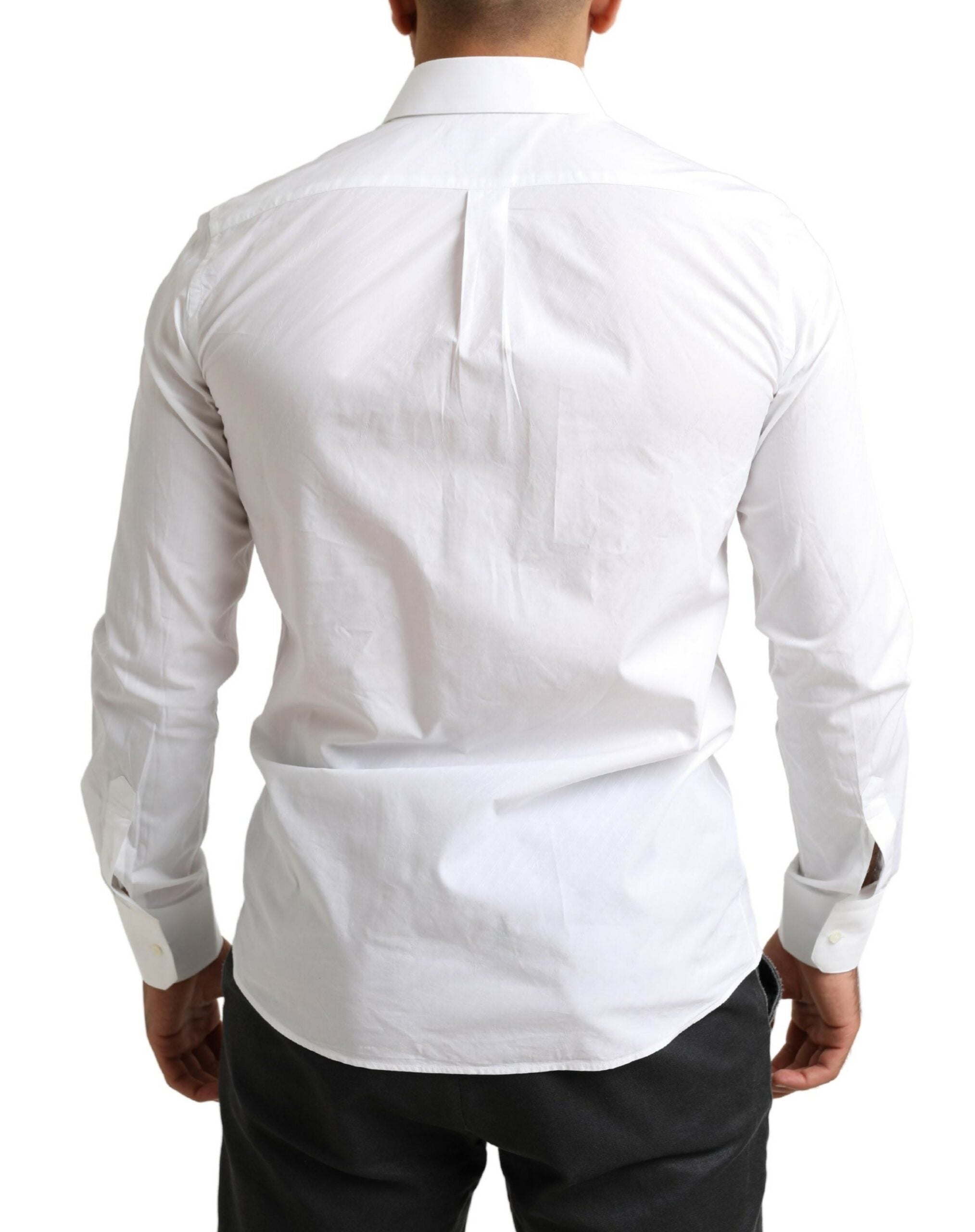 Dolce & Gabbana White MARTINI Cotton Dress Formal Men's Shirt