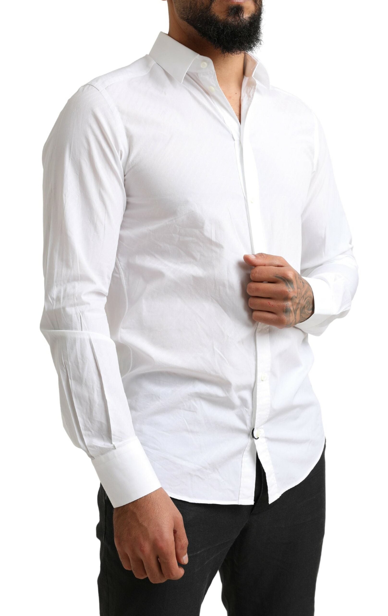 Dolce & Gabbana White MARTINI Cotton Dress Formal Men's Shirt