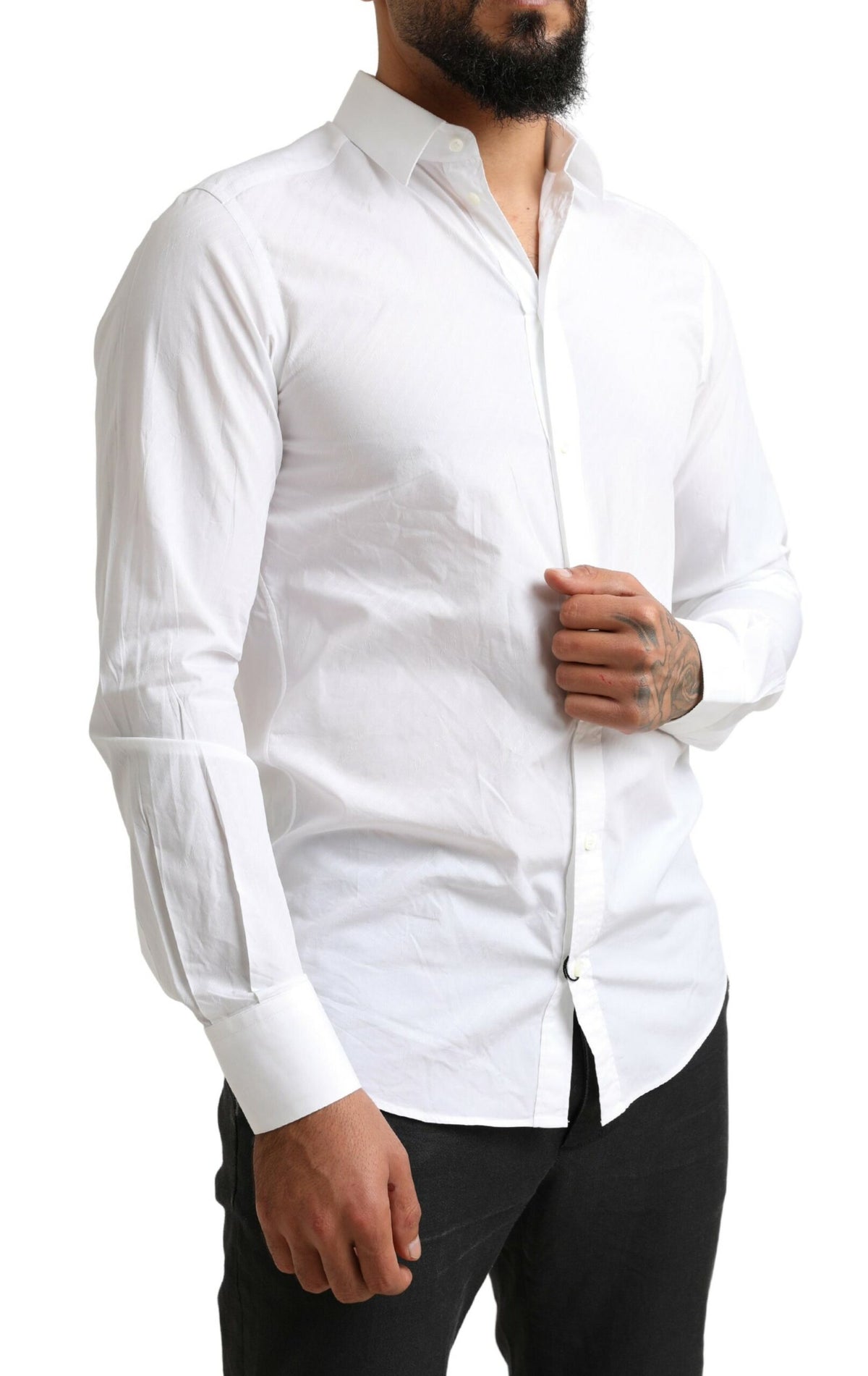 Dolce & Gabbana White MARTINI Cotton Dress Formal Men's Shirt