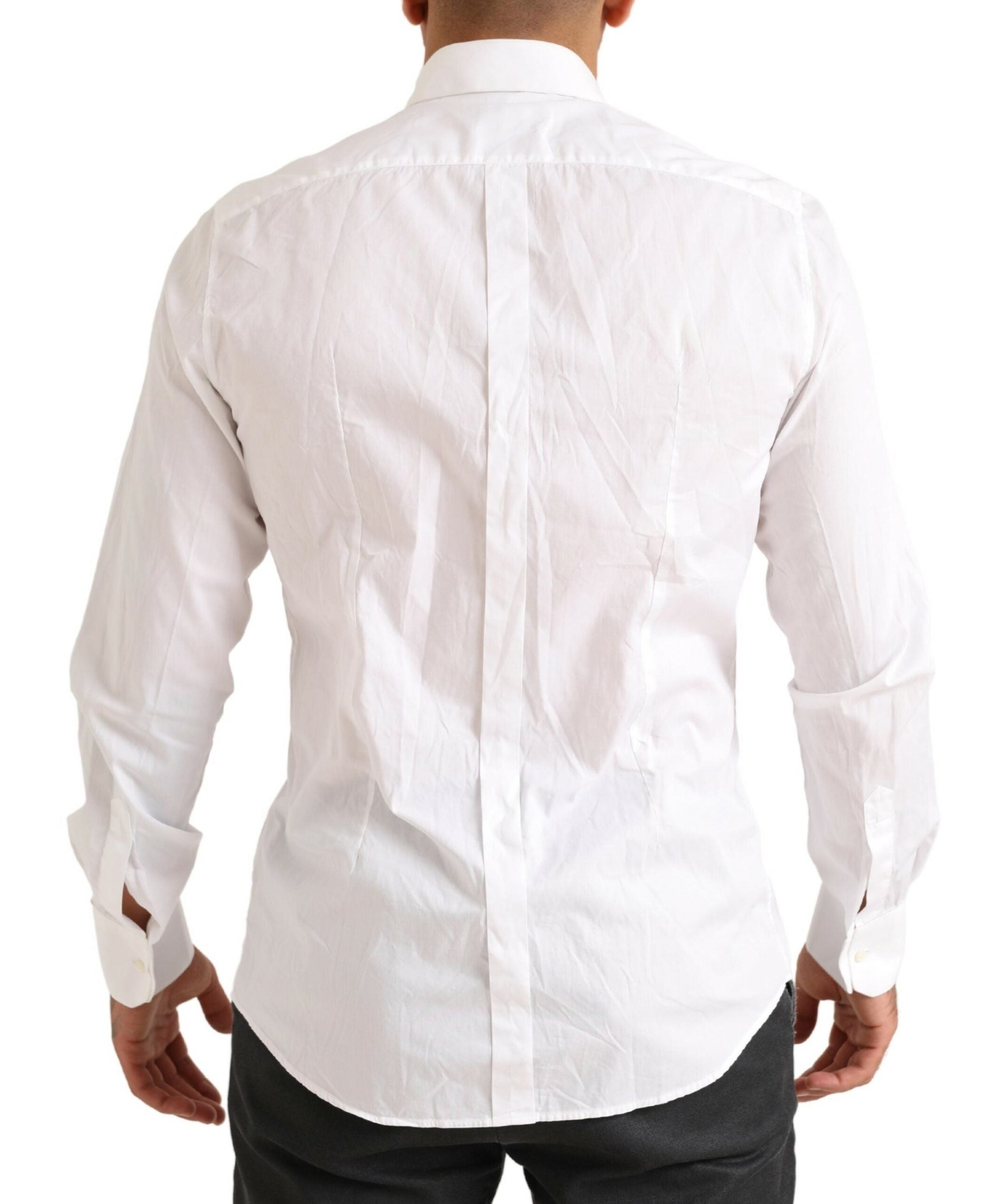 Dolce & Gabbana White GOLD Formal Cotton Tuxedo Dress Men's Shirt
