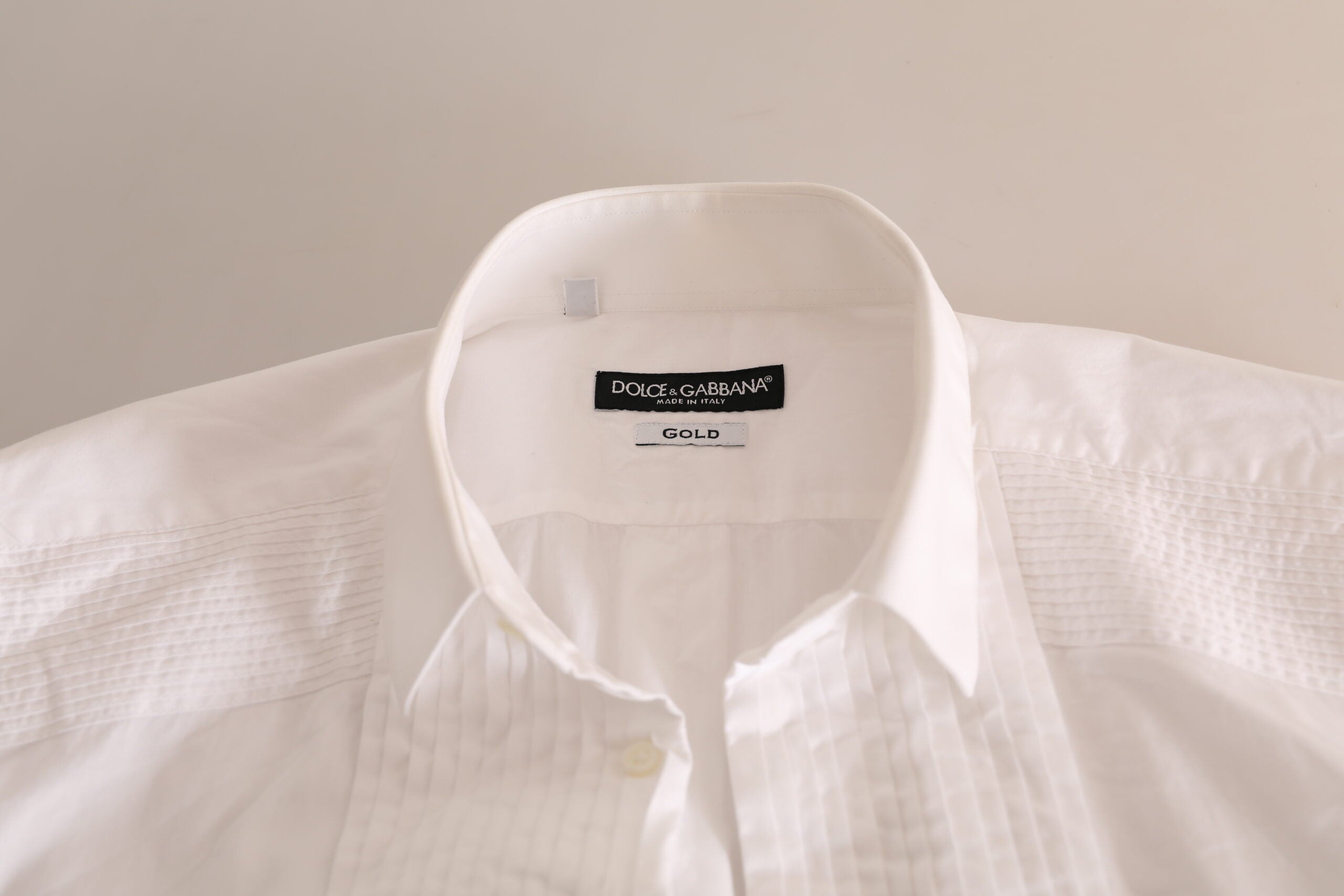 Dolce & Gabbana White GOLD Formal Cotton Tuxedo Dress Men's Shirt