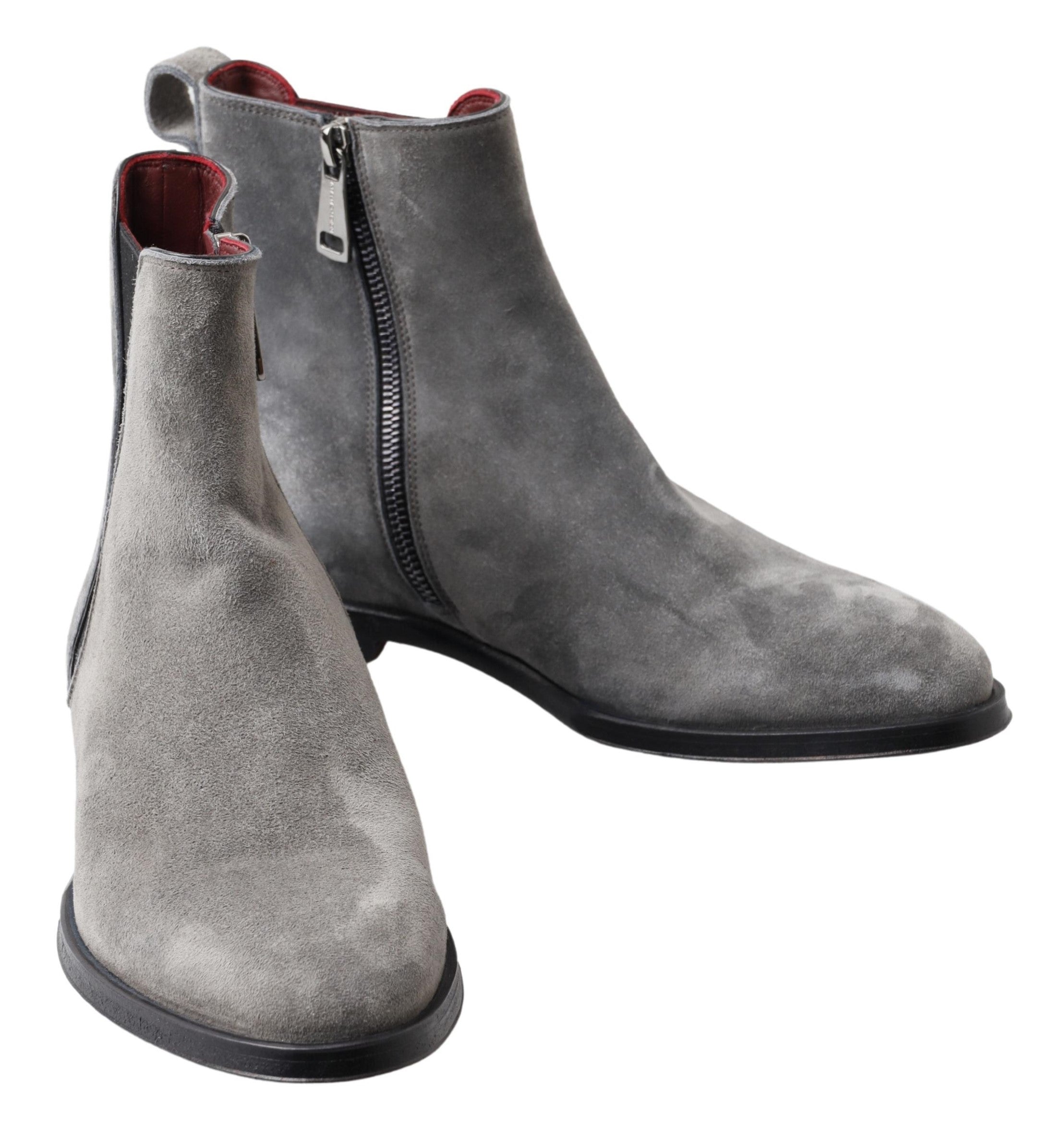 Dolce & Gabbana Gray Leather Men Ankle Boots Men's Shoes