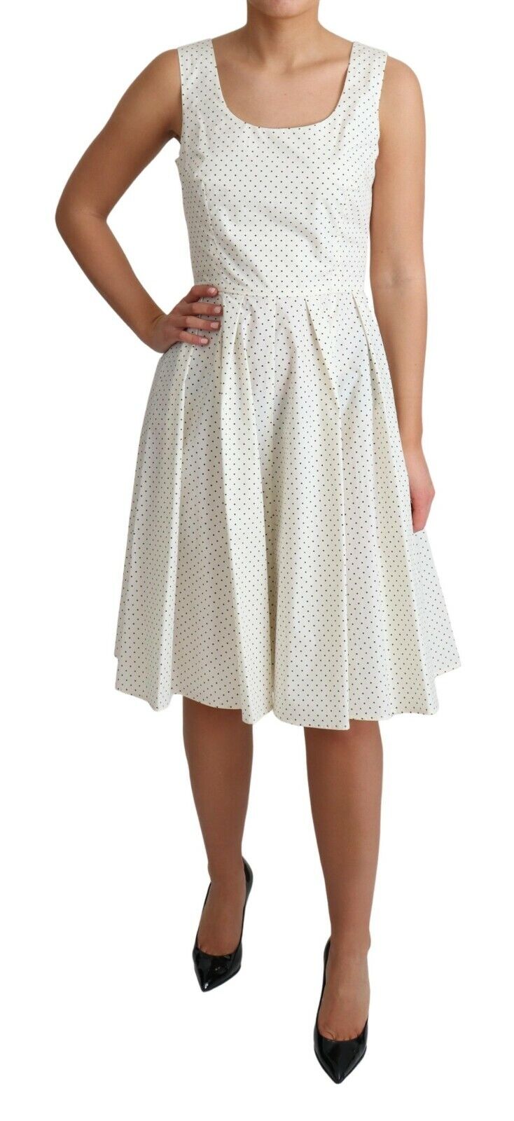 Dolce & Gabbana Elegant Sleeveless A-Line Polka Dotted Women's Dress