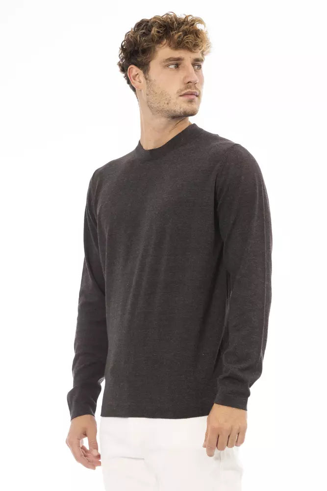 Alpha Studio Brown Cotton Men Men's Sweater