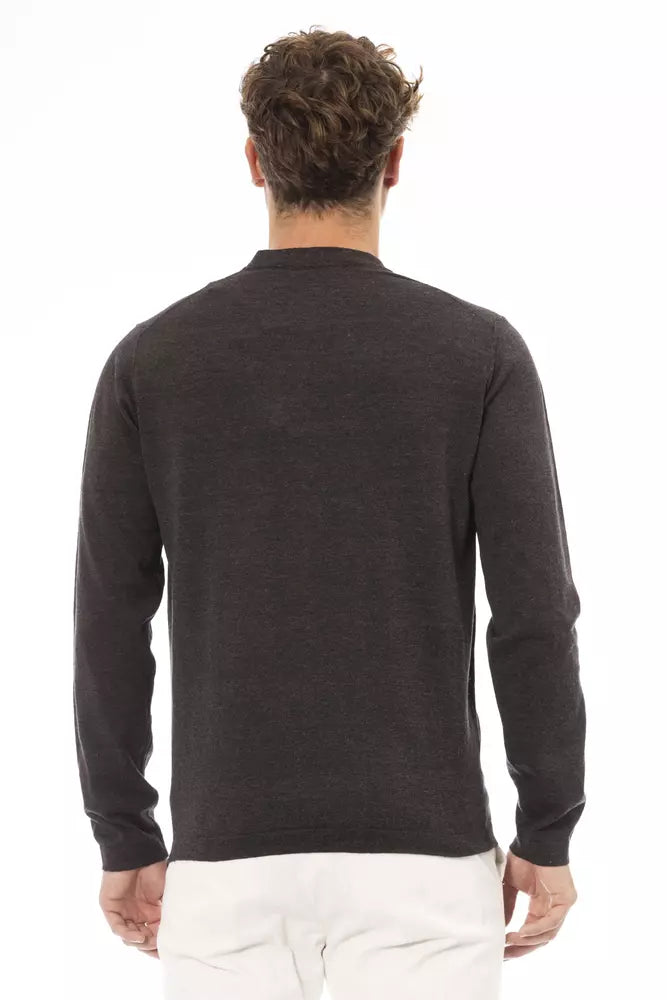 Alpha Studio Brown Cotton Men Men's Sweater