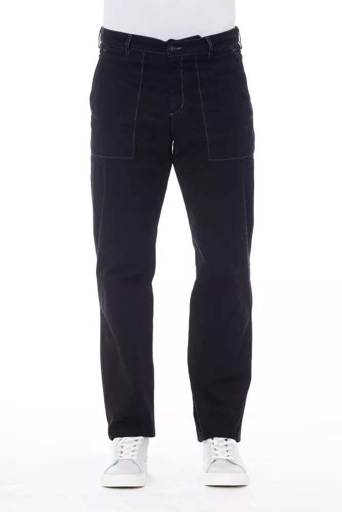 Alpha Studio Blue Cotton Men Men's Pant