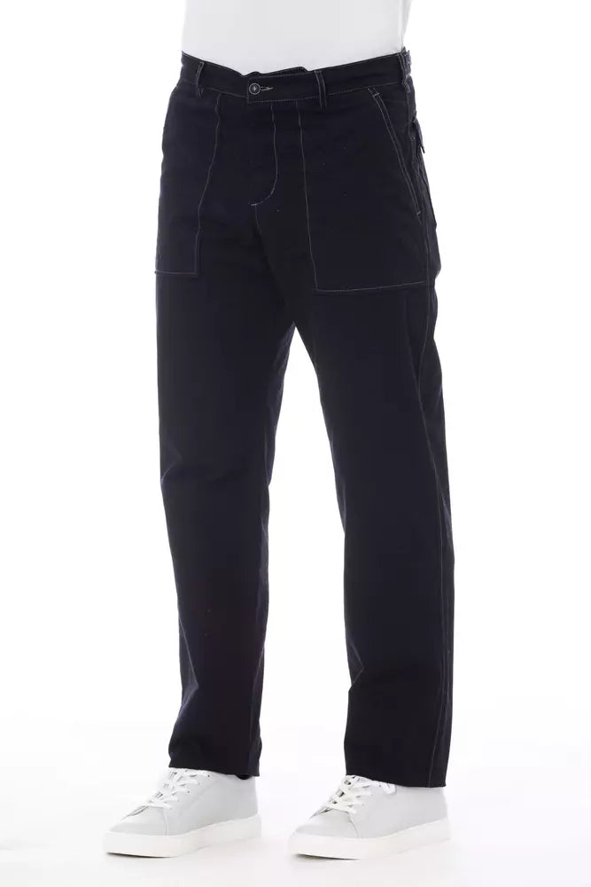 Alpha Studio Blue Cotton Men Men's Pant