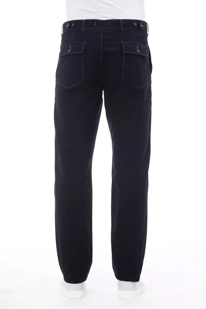 Alpha Studio Blue Cotton Men Men's Pant