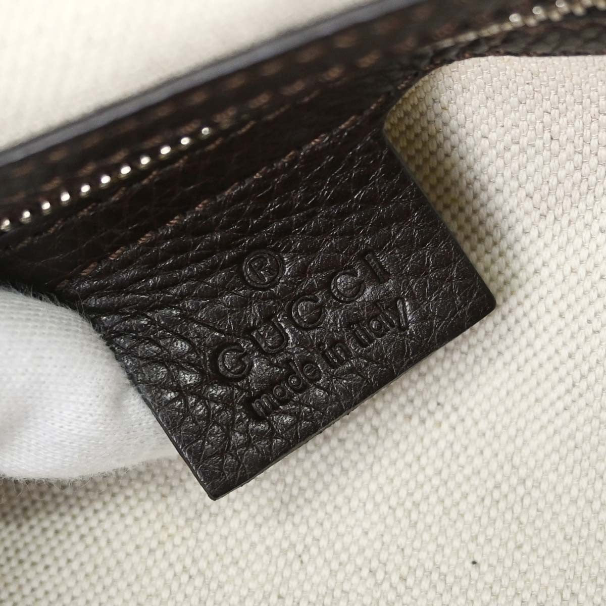 Gucci Techno Horsebit Flap Hobo Leather Beige Canvas Shoulder Bag Bag (Pre-Owned)