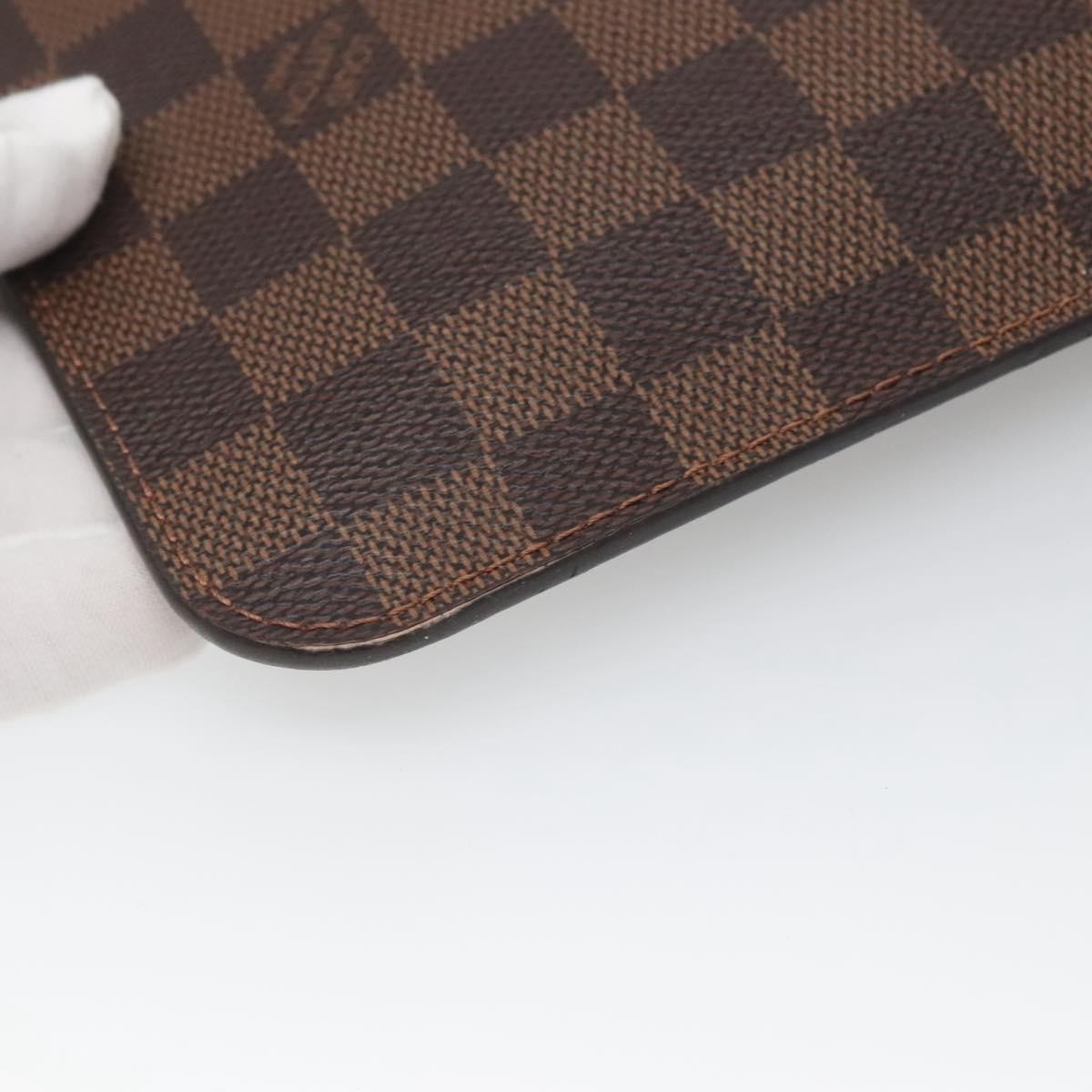 Louis Vuitton Neverfull Pochette Damier Ebene Brown Canvas Bag (Pre-Owned)
