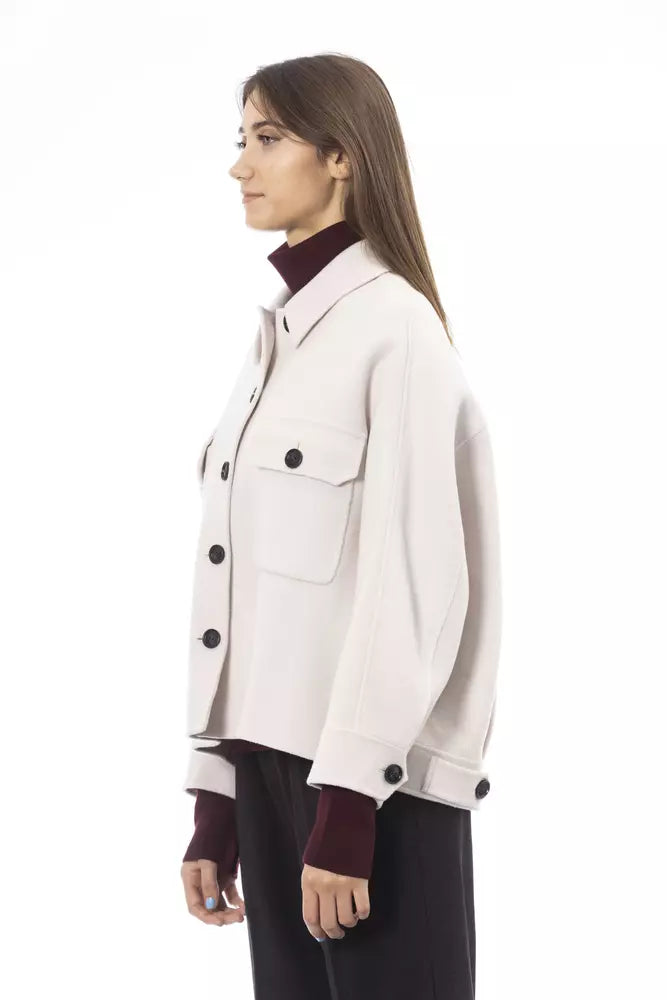 Alpha Studio Elegant White Wool Blazer Women's Jacket
