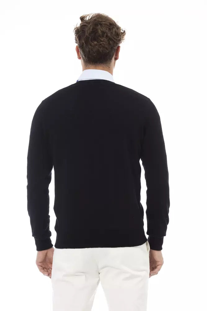 Alpha Studio Black Wool Men's Men's Sweater