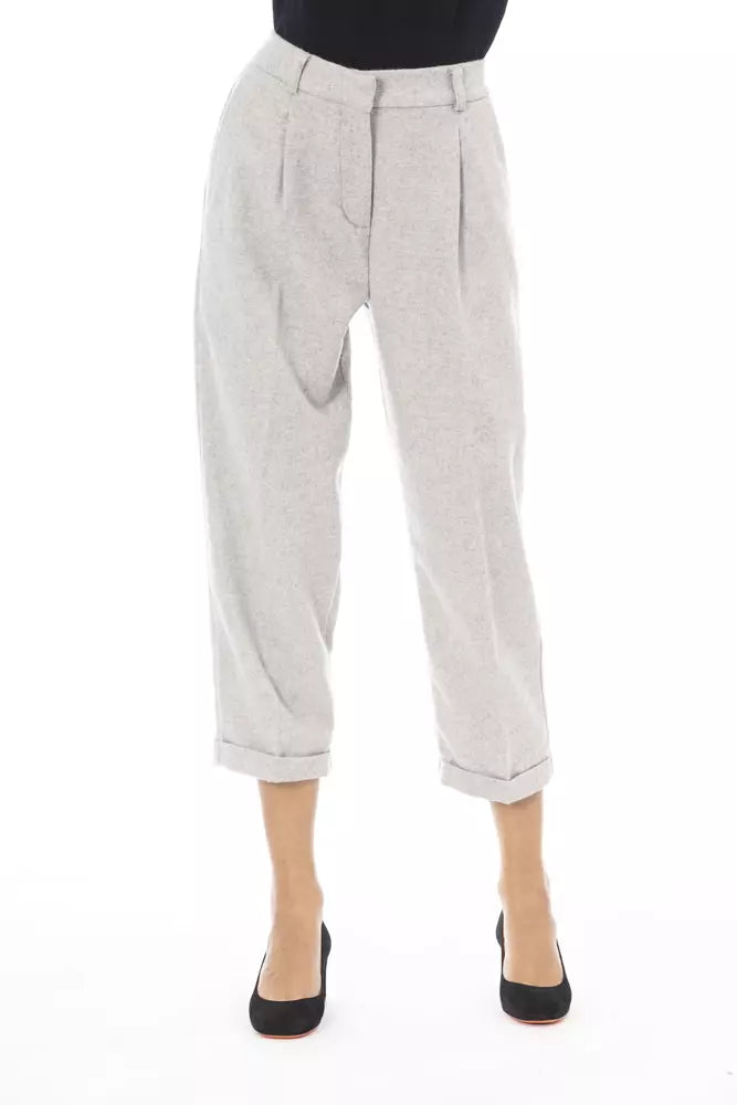 Alpha Studio Gray Wool Women Women's Trouser