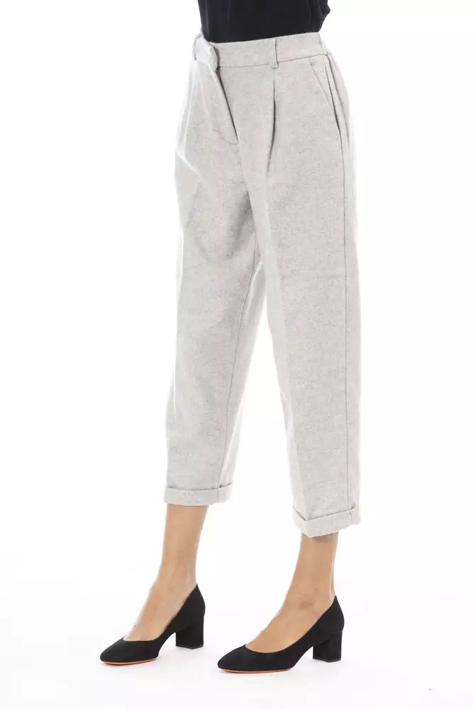 Alpha Studio Gray Wool Women Women's Trouser