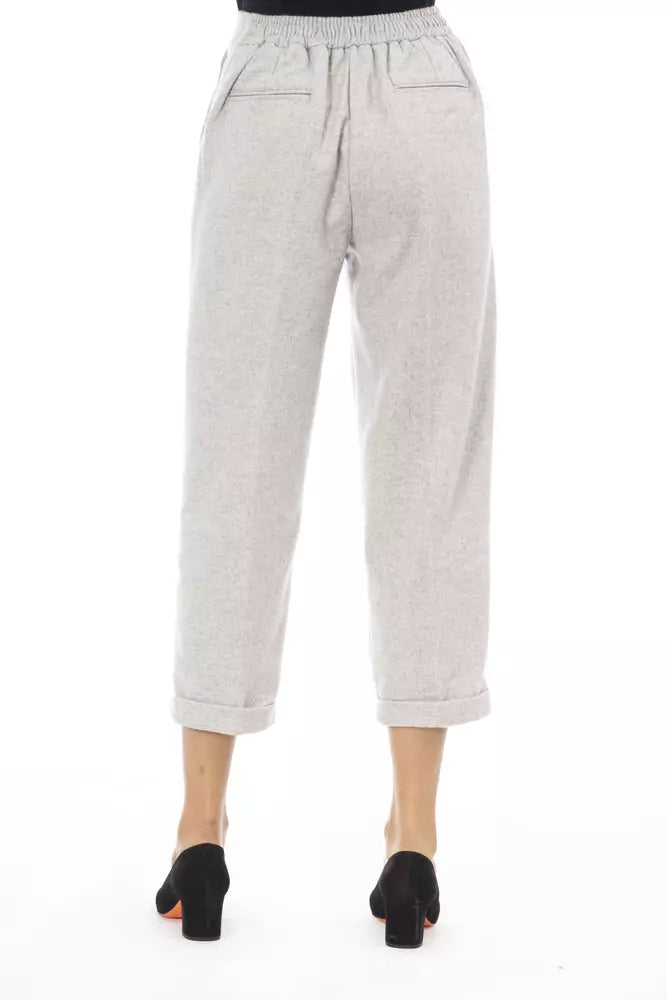 Alpha Studio Gray Wool Women Women's Trouser