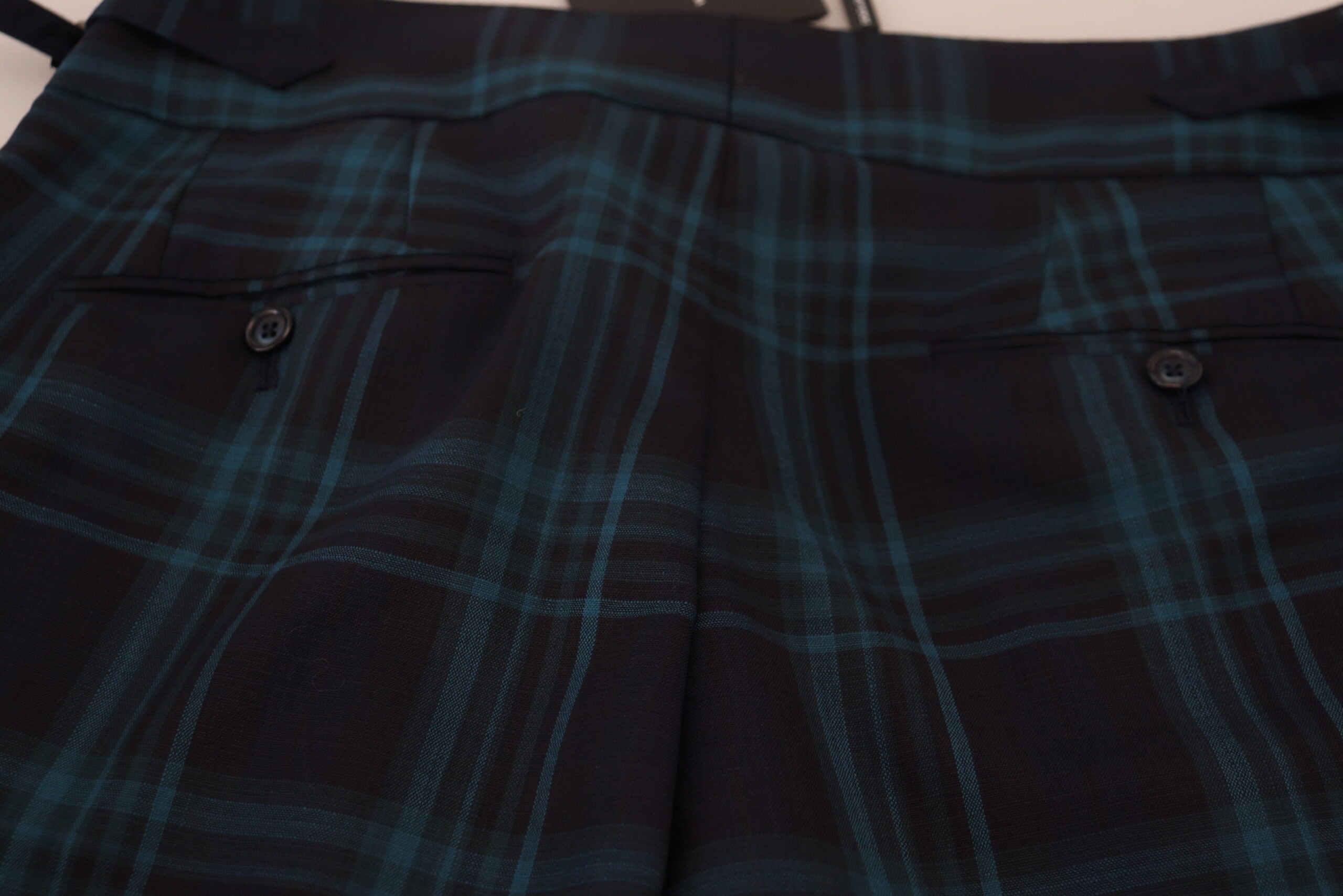 Dolce & Gabbana Blue Purple Plaid Wool Trousers Men's Pants