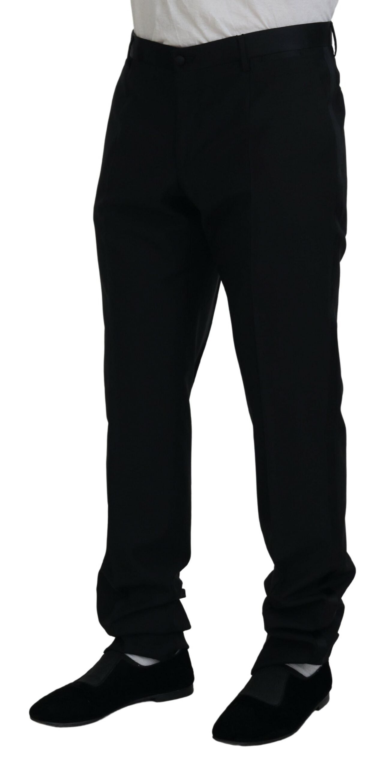Dolce & Gabbana Black Dress Wool Silk Trouser Men's Pants