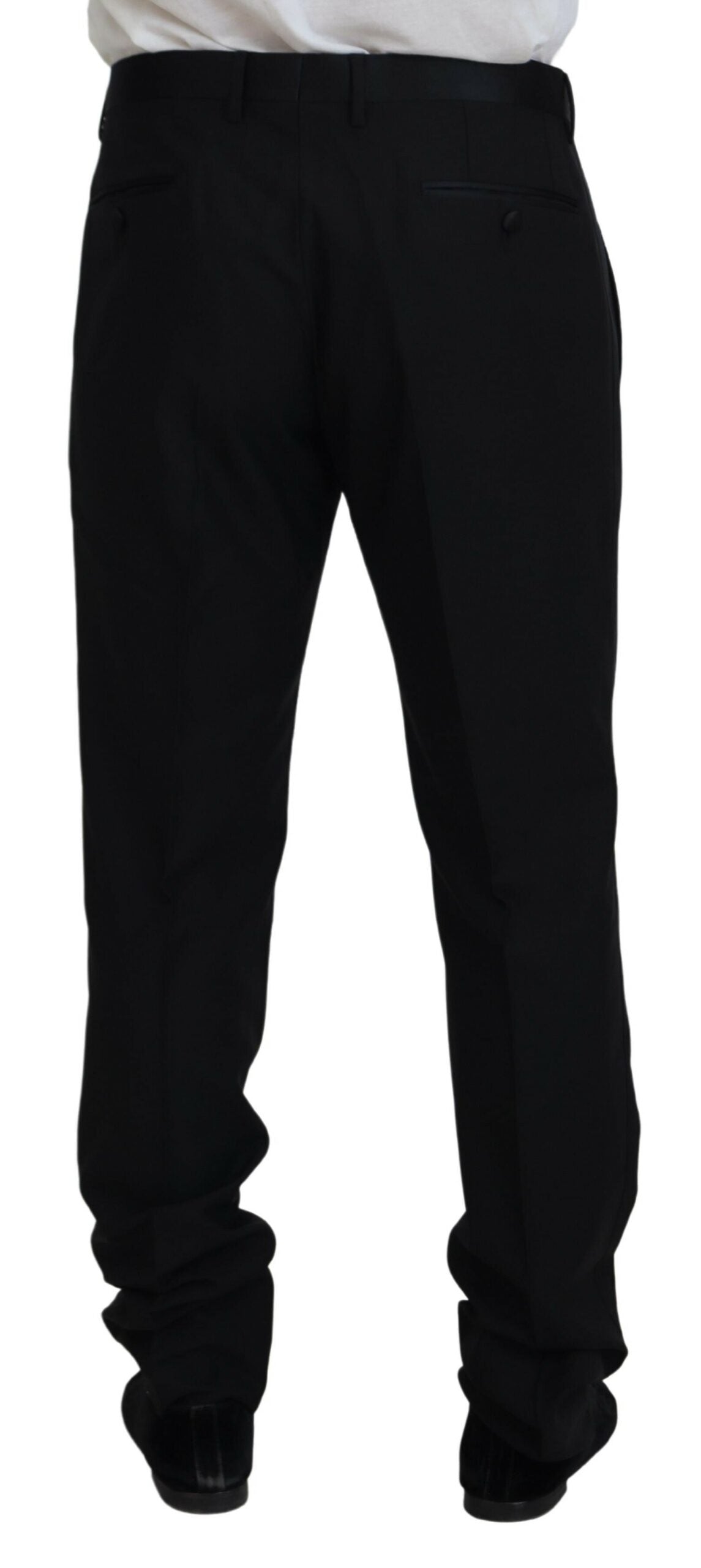 Dolce & Gabbana Black Dress Wool Silk Trouser Men's Pants