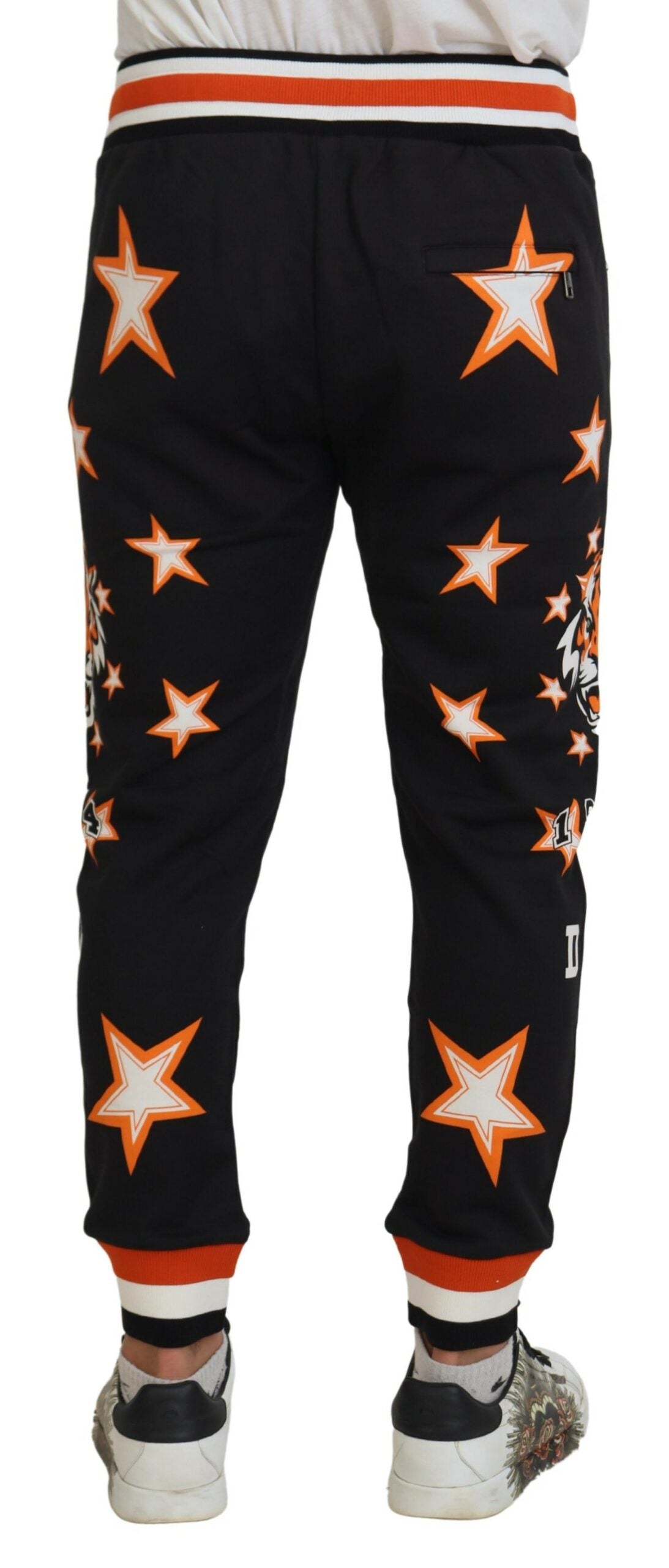 Dolce & Gabbana Black Orange Star Trousers Sport Men's Pants