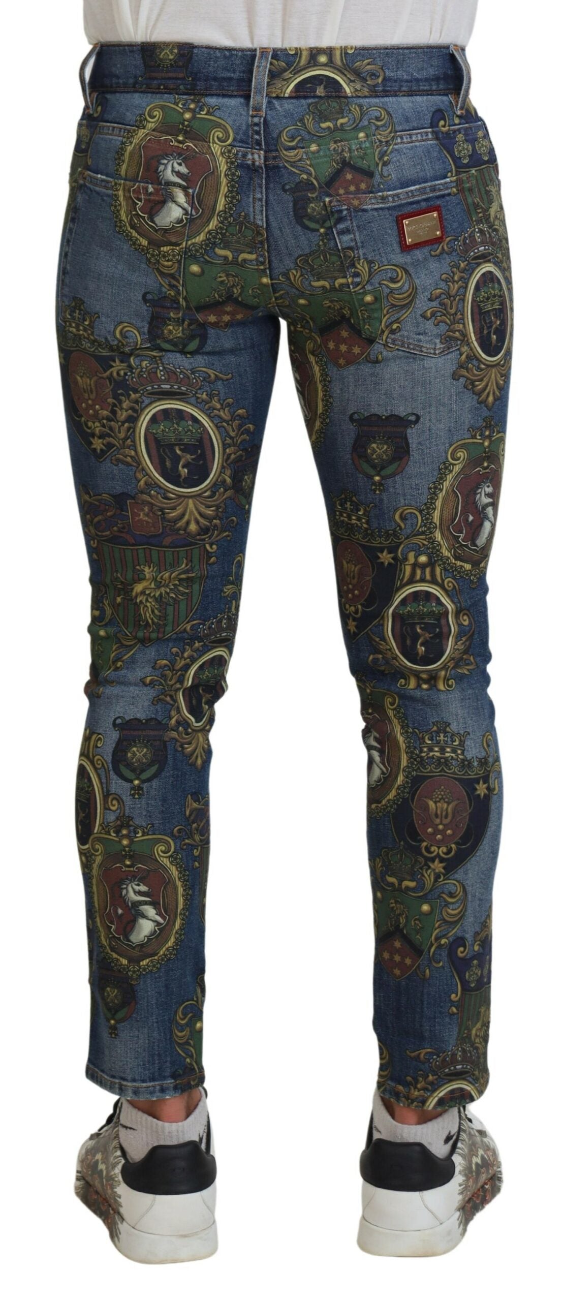 Dolce & Gabbana Elegant Slim-Fit Printed Denim Men's Jeans