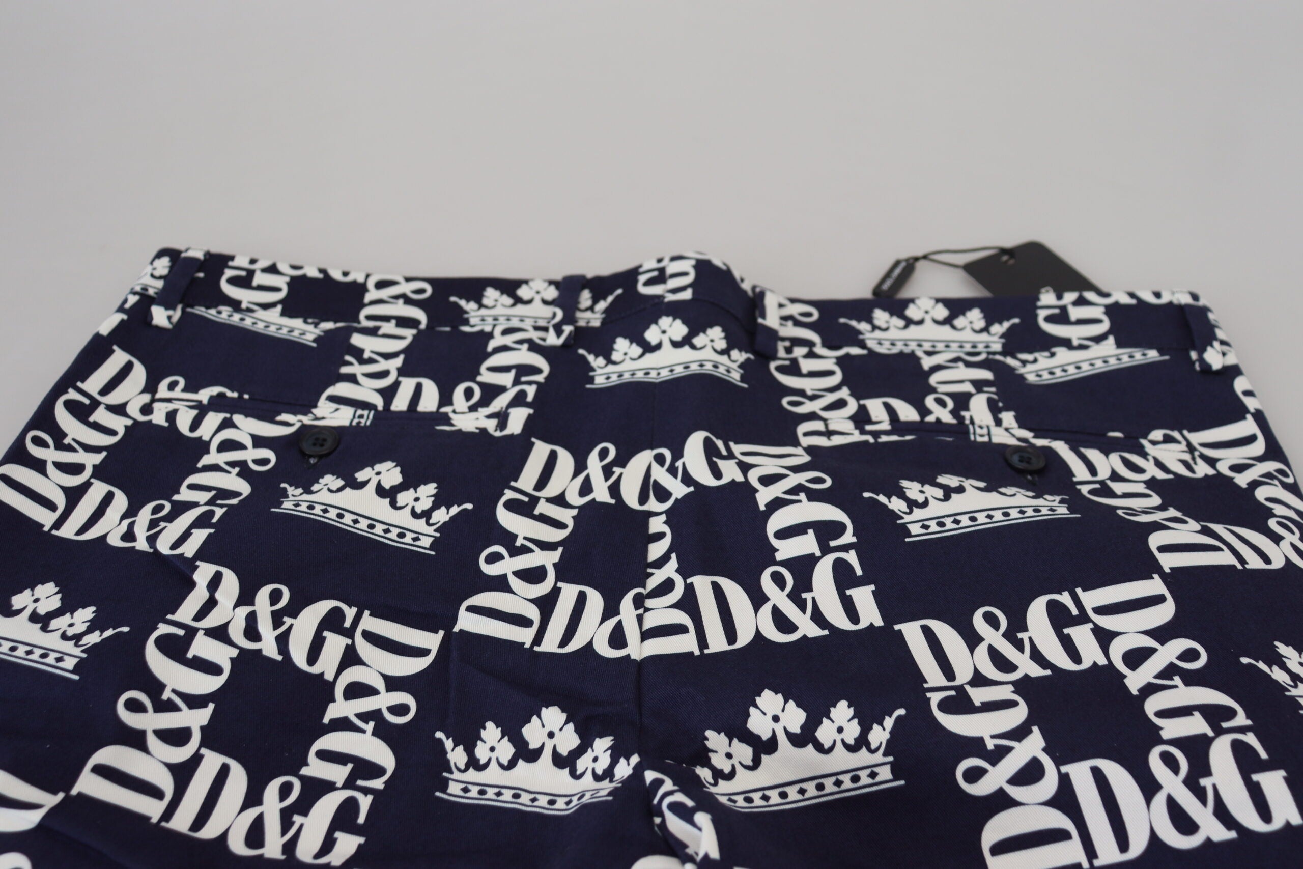 Dolce & Gabbana Blue Logo Print Cotton Chinos Men's Shorts