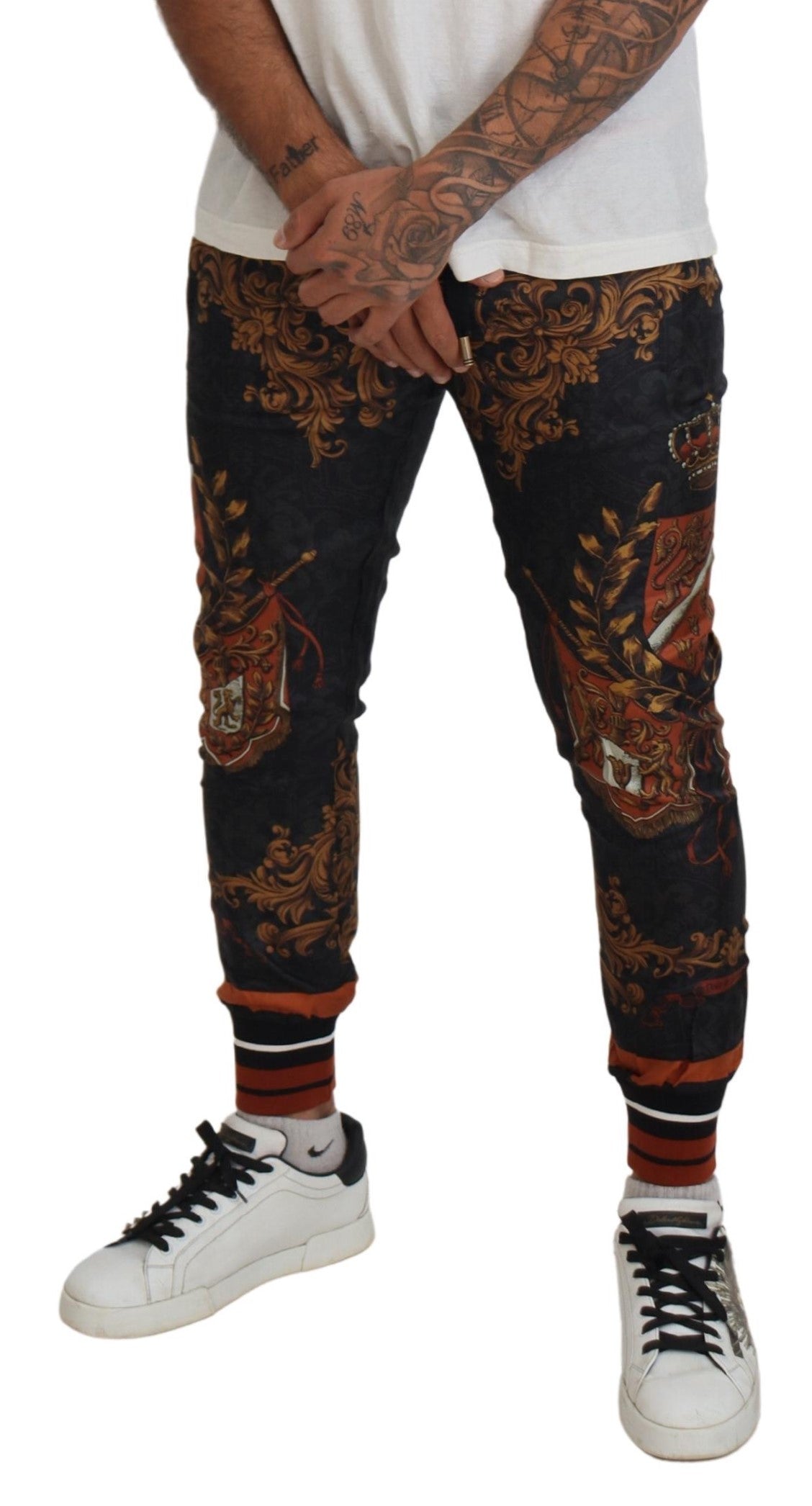 Dolce & Gabbana Baroque Crown Silk Men's Sweatpants